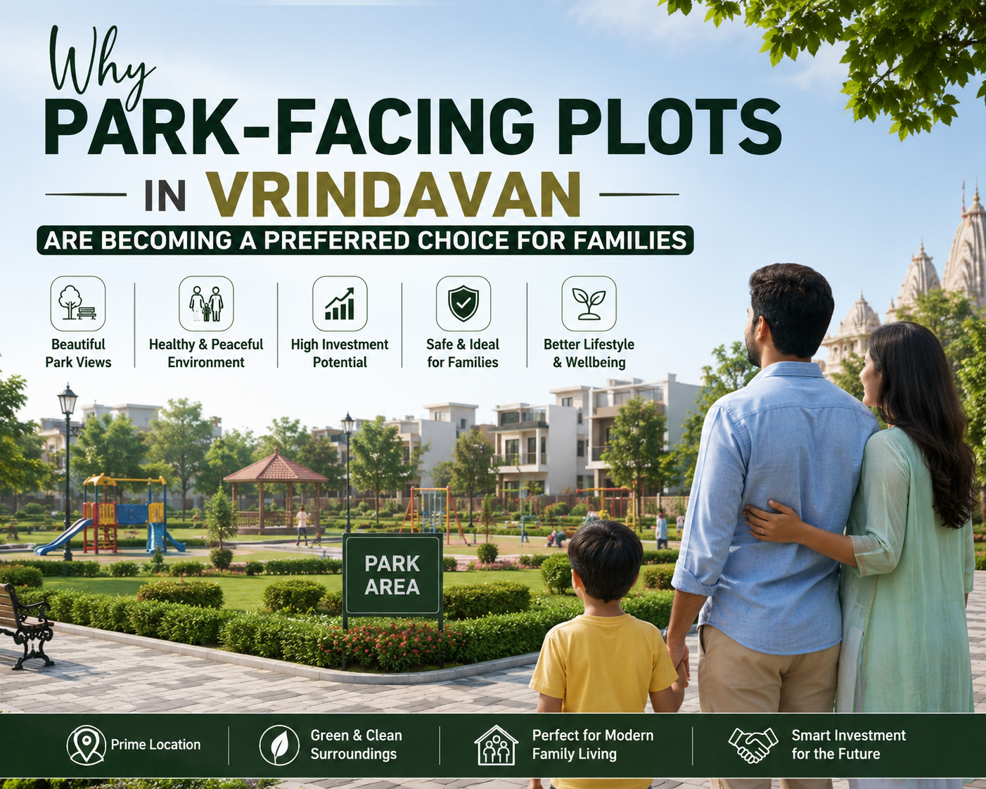 park-facing residential plot in Vrindavan with green open space