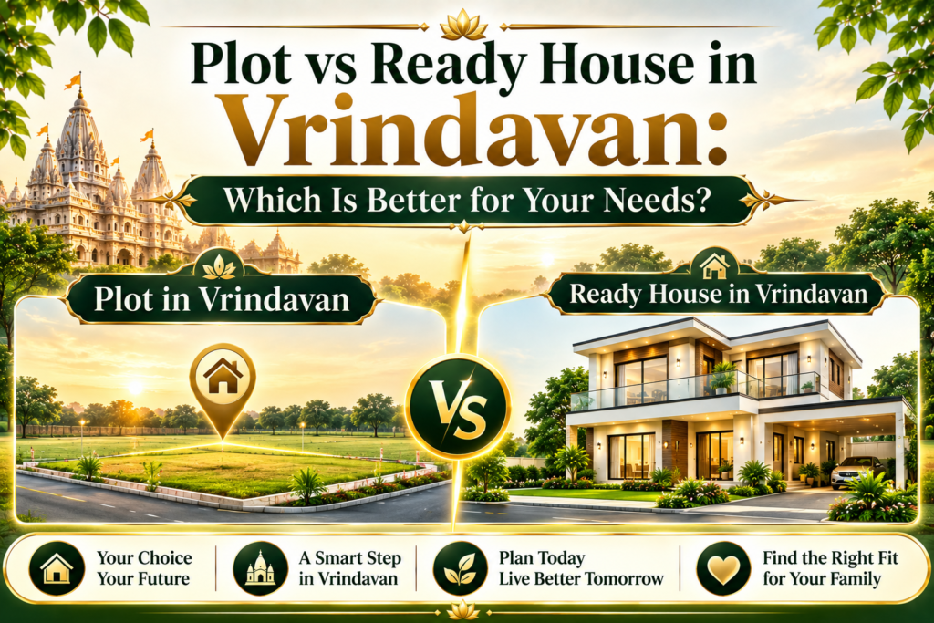 comparison between residential plot and ready house in Vrindavan