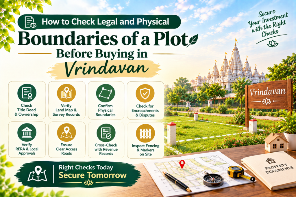 Plot boundary verification in Vrindavan before buying land