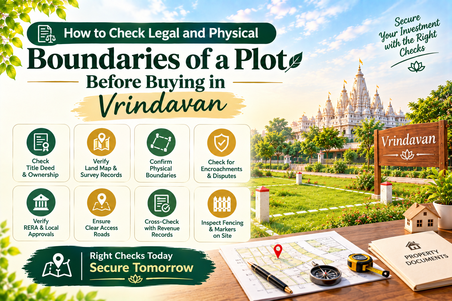 Plot boundary verification in Vrindavan before buying land