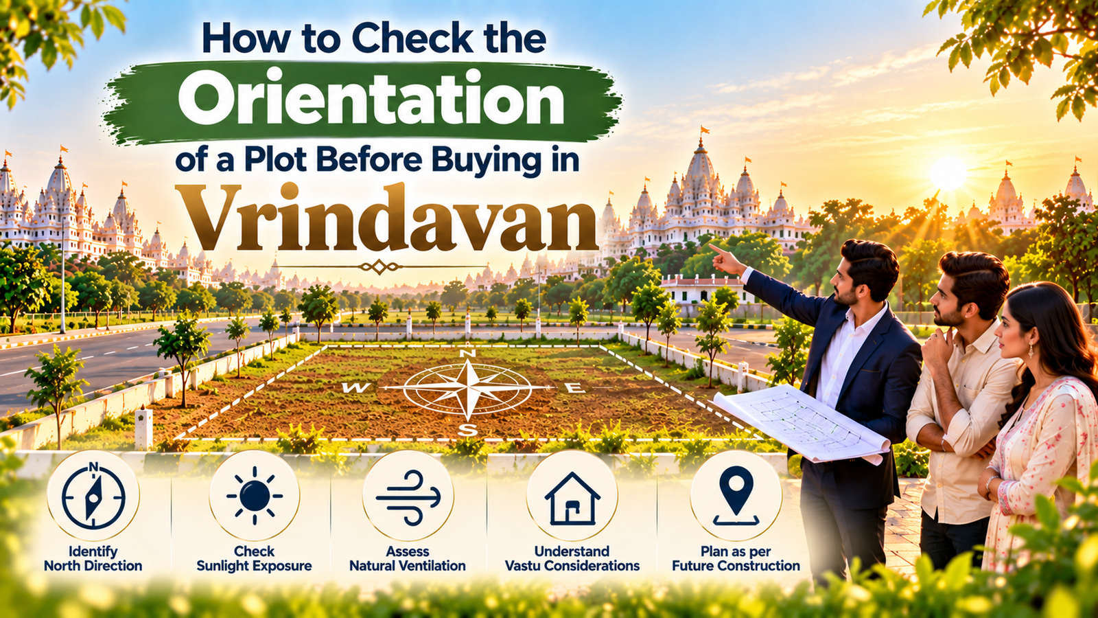 Residential plot in Vrindavan showing plot orientation and road-facing direction